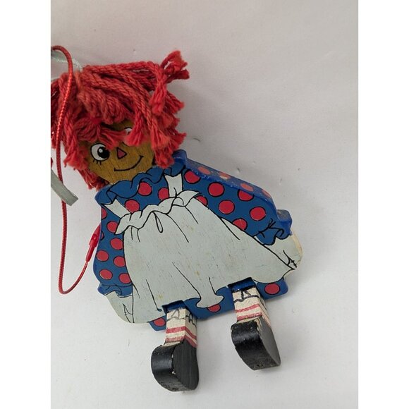 Kurt Adler Mcmillian 1991 ornament raggedy Doll wooden Xmas 4.25" Move Legs - Picture 7 of 8